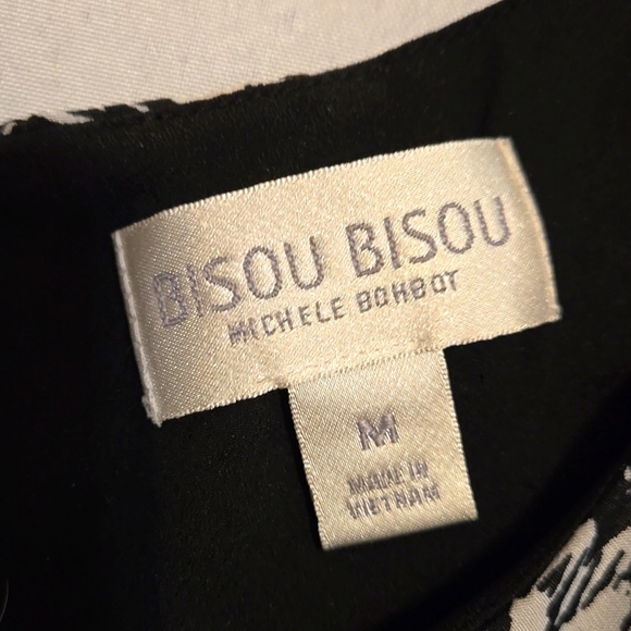 Bisou Bisou, Sz Med, Black, White, Print, Chiffon Style Fabric, Sheer, Layered - Picture 3 of 11